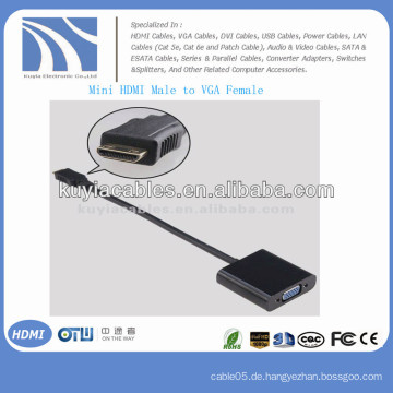 Schwarz Mini HDMI VGA Konverter Adapter Eingebauter Chipsatz für PC Laptop